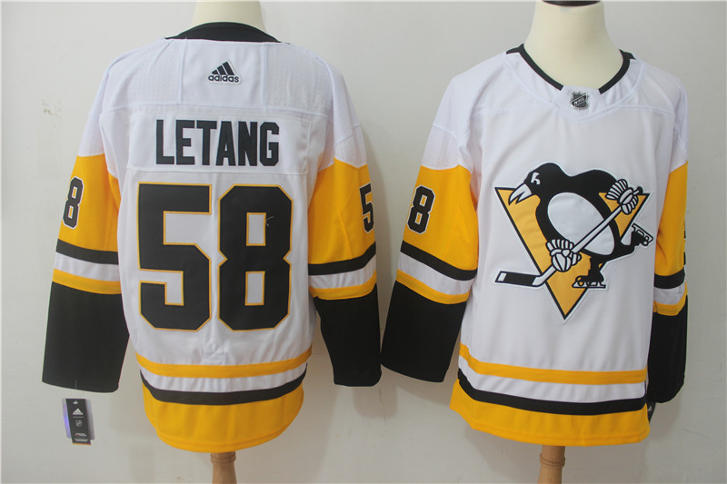 Men Pittsburgh Penguins #58 Letang White Hockey Stitched Adidas NHL Jerseys